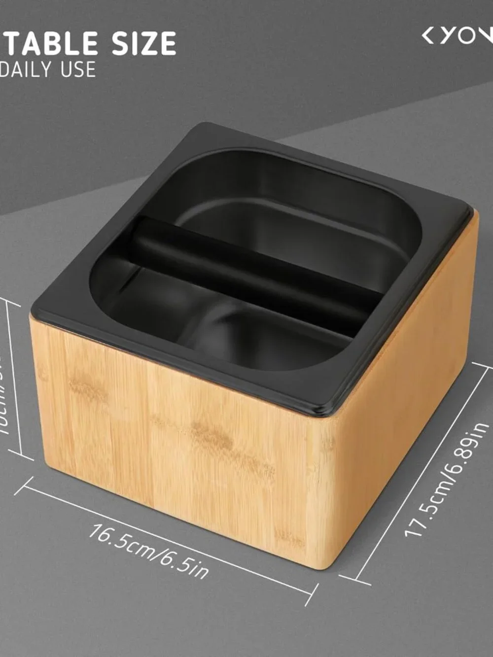 Coffee Grounds Knock Box with Durable Knock Bar Made of Bamboo & Stainless steel